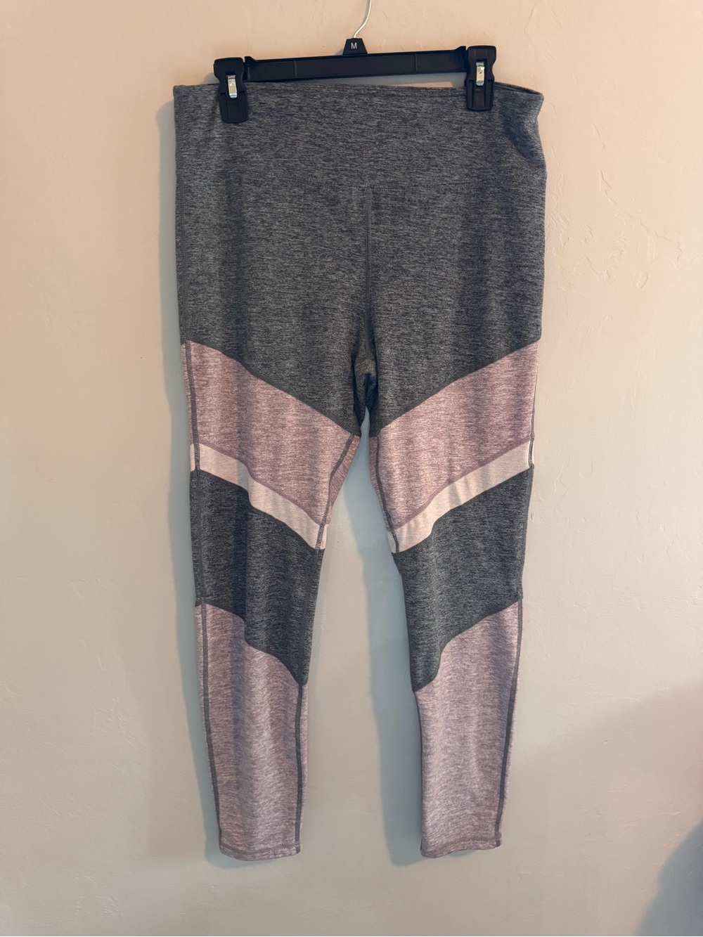 Tangerine Grey and Light Pink Chevron Leggings
